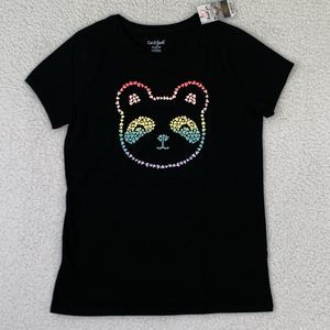 Cat & Jack Tshirt Size Junior XLarge (14/16) Black Cat Face Graphic Short Sleeve
